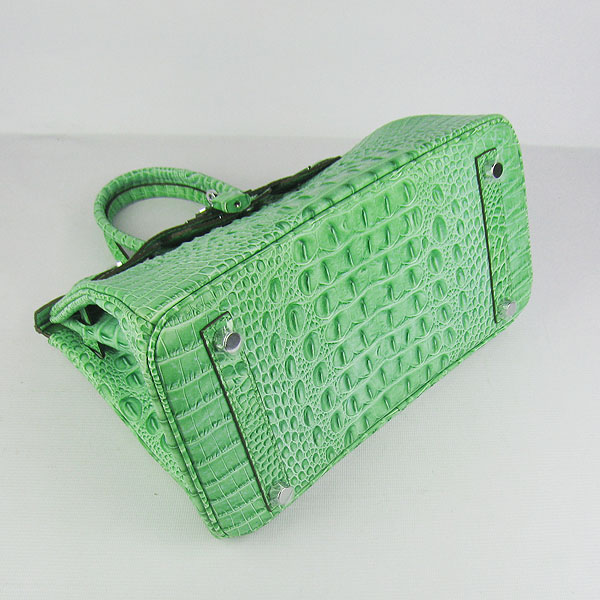 Replica Hermes Birkin 30CM Crocodile Head Veins Bag Green 6088 On Sale